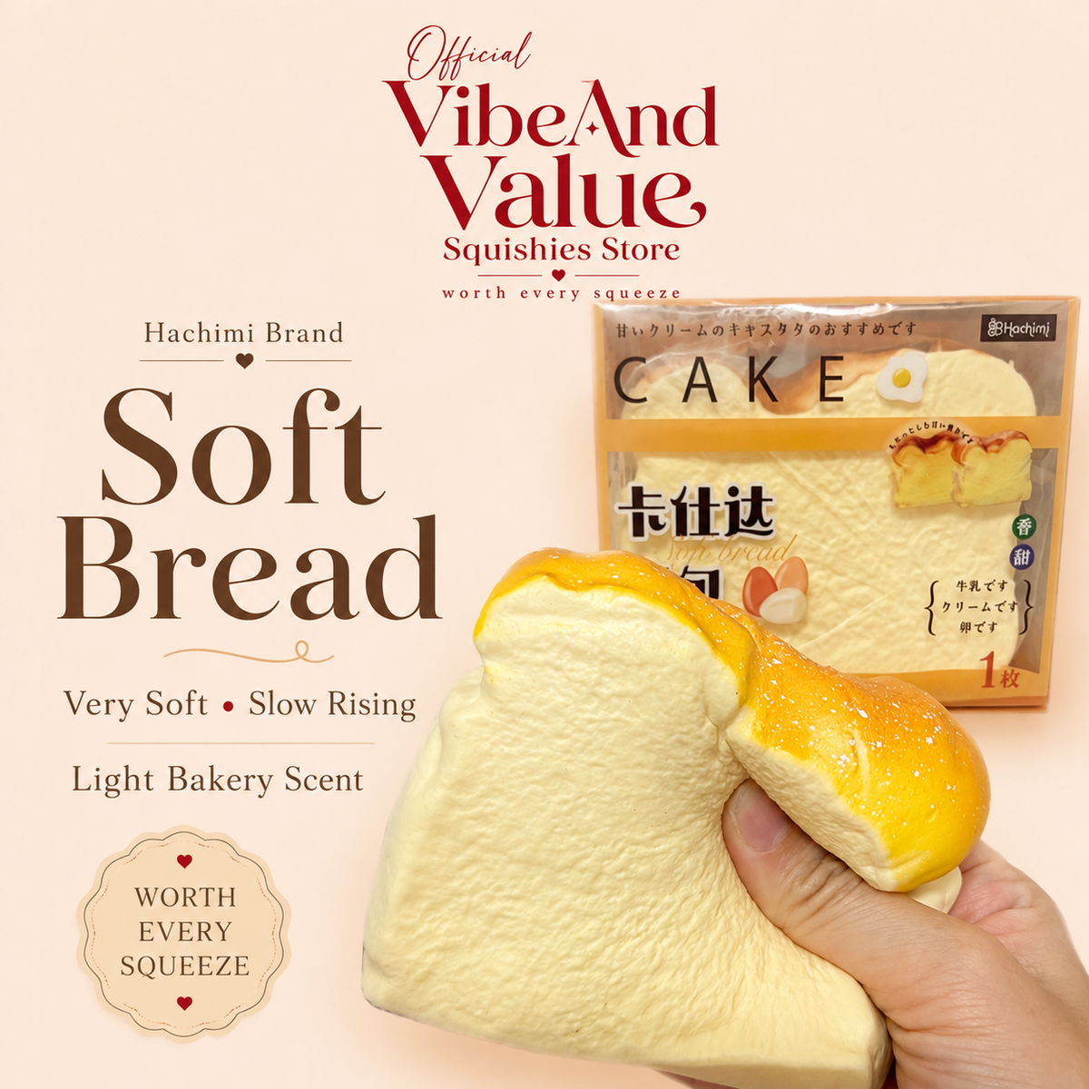 Hachimi Soft Bread Squishy | Ultra Soft & Slow-Rising | Light Bakery Scent