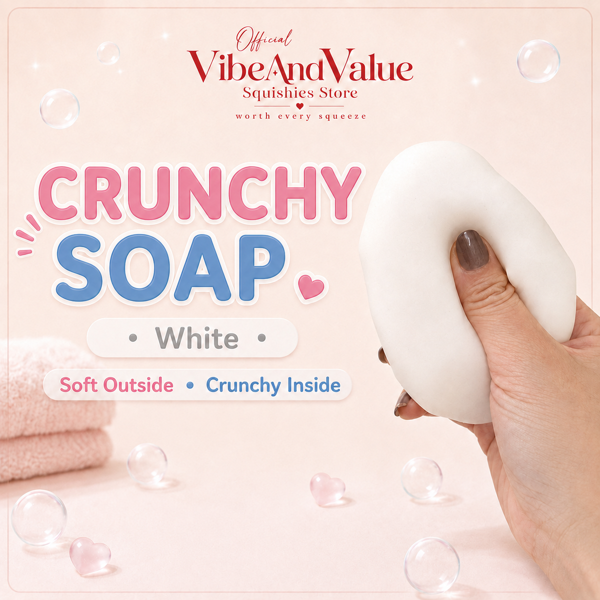 Crunchy Soap Squishy | Soft Outside, Crunchy Inside | Clay & Beads Filling