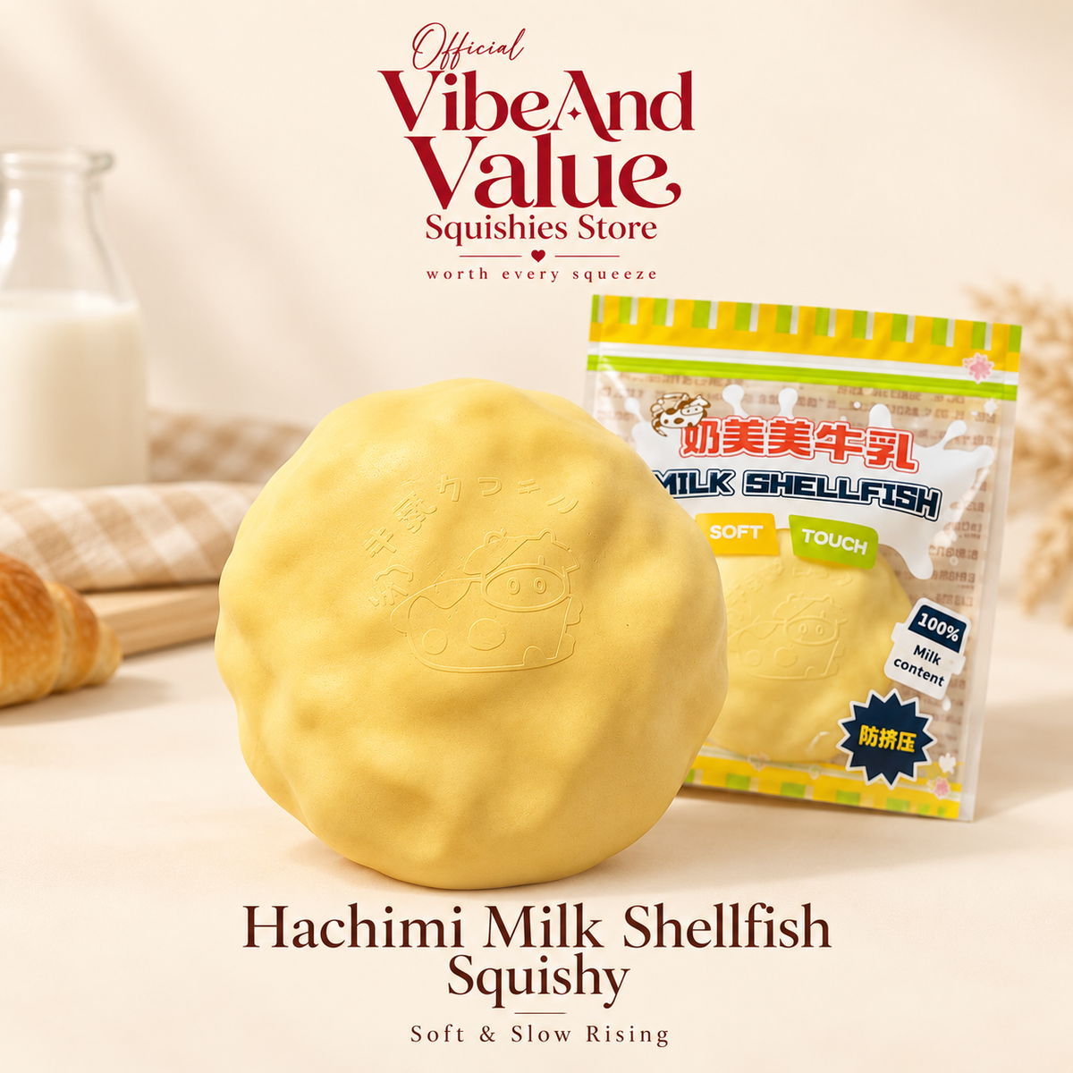 Hachimi Milk Shellfish Squishy – Soft Slow Rising Milk Bread Squishy