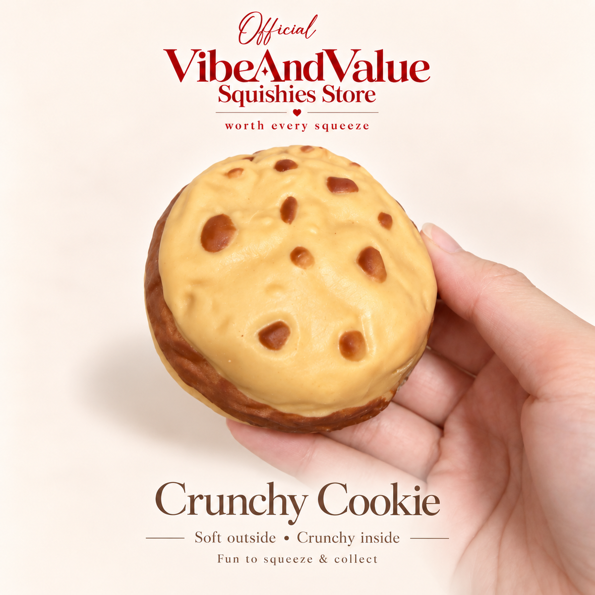 Crunchy Cookie Squishy – Soft Outside Crunchy Inside Chocolate Chip Cookie Squishy