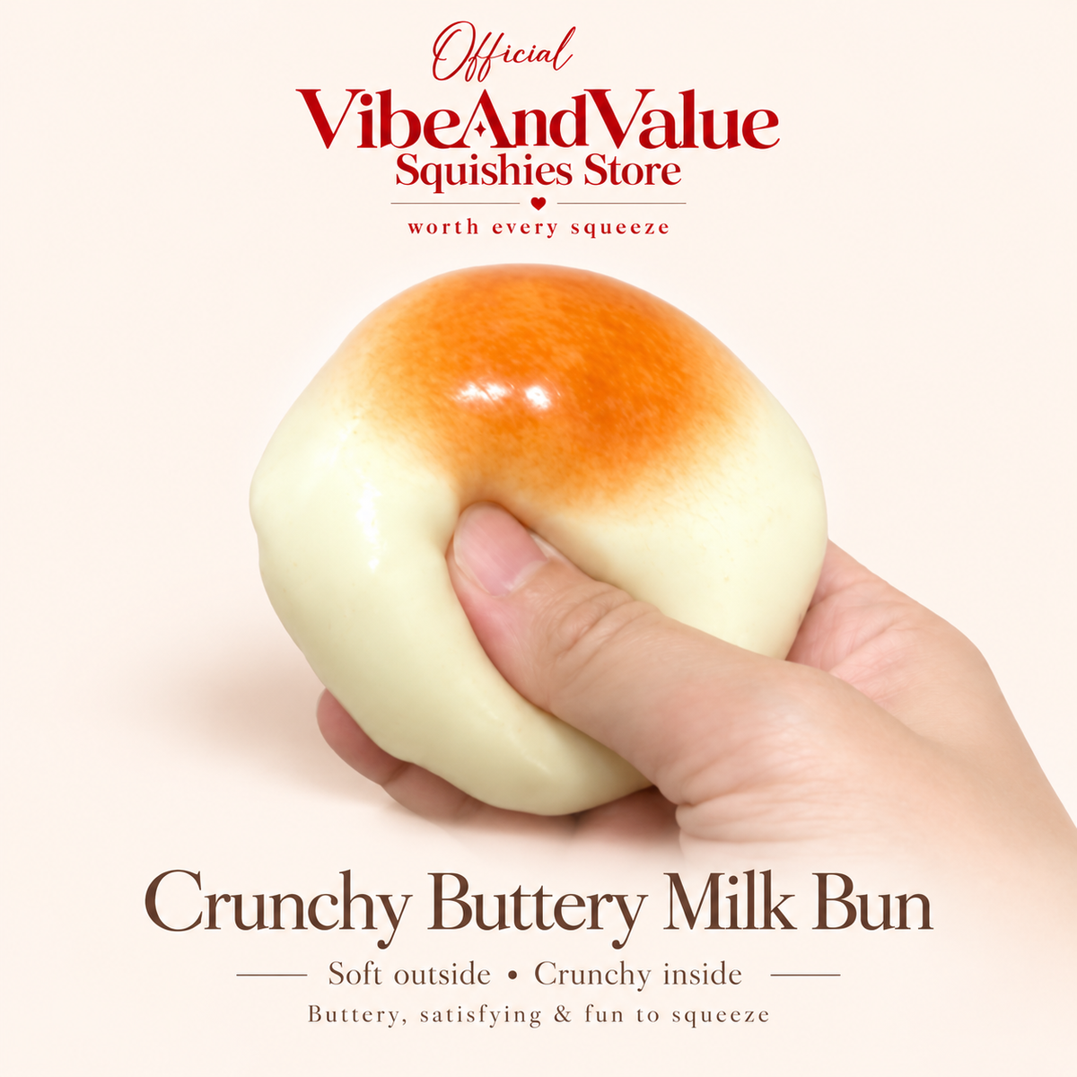 Crunchy Buttery Milk Bun Squishy – Soft Outside Crunchy Inside Bread Squishy