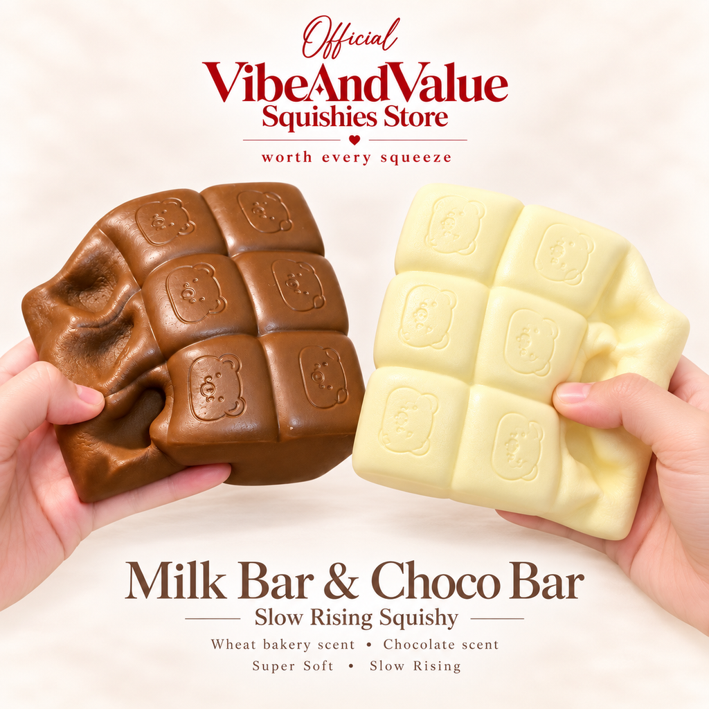 Milk Bar & Choco Bar Squishy – Super Soft Slow Rising Scented Chocolate Bar Squishy (scented)