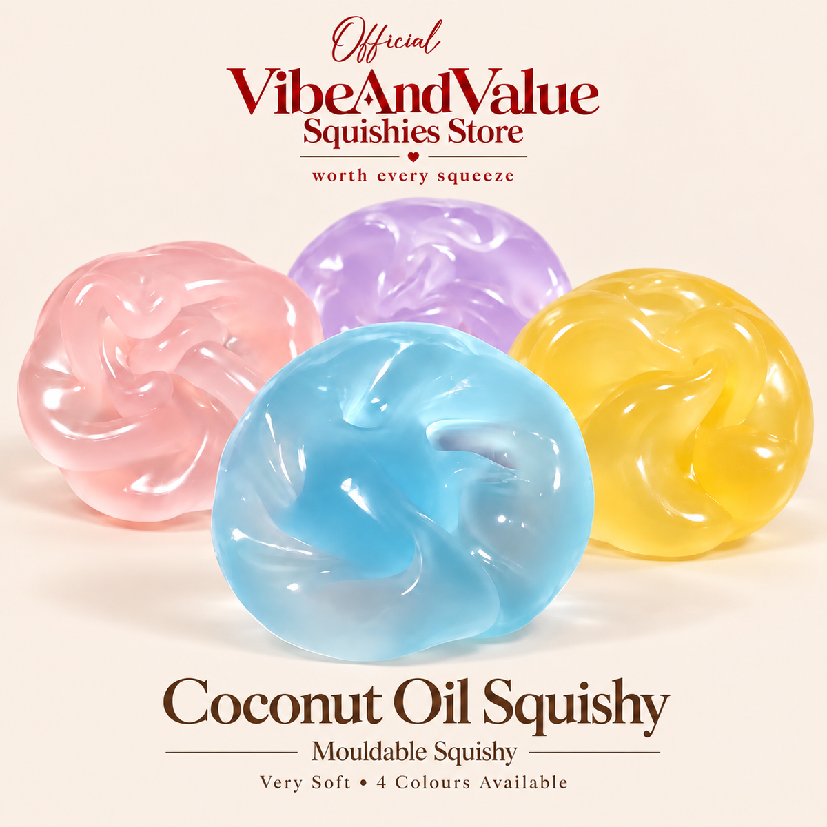 Coconut Oil Squishy – Very Soft Mouldable Sensory Squishy | 4 colours