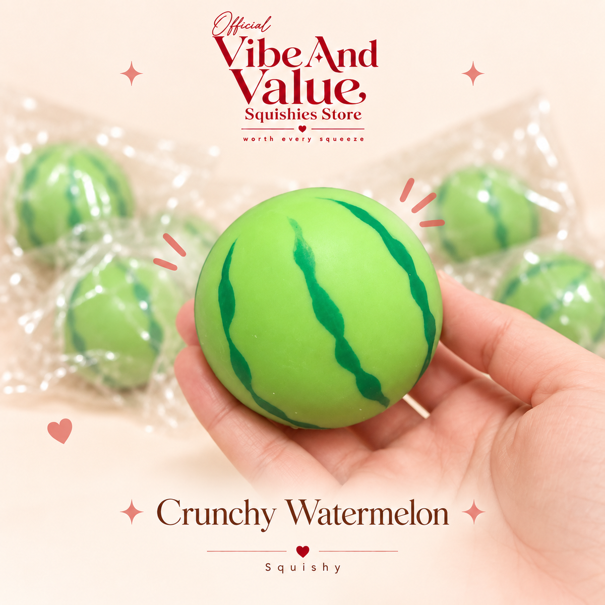 Crunchy Watermelon Squishy – Round Watermelon Sensory Squishy