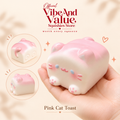 Pink Cat Toast Squishy – Super Soft Slow Rising Cat Bread Sensory Toy, Stress Relief Fidget Squishy & Collectible (Wheat/Rice Scent)