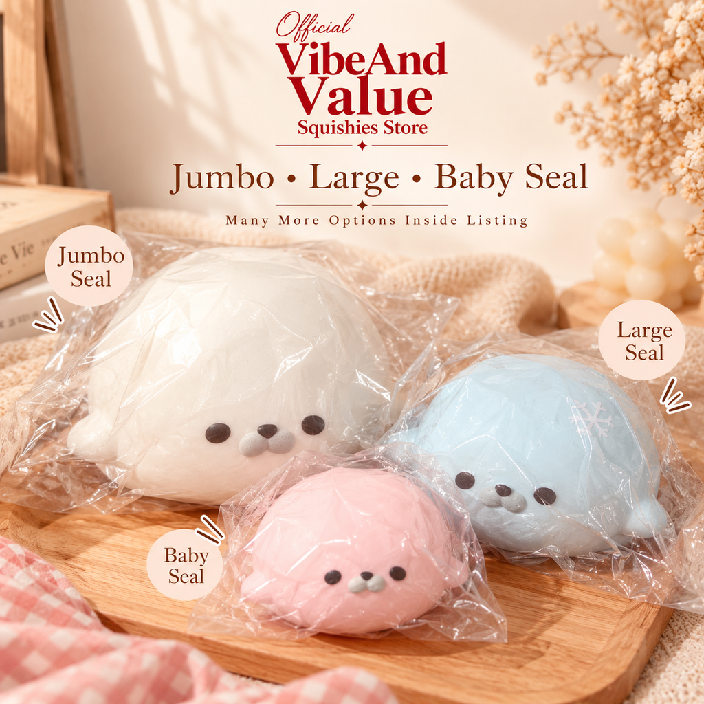 Seal Squishy Toy – Jumbo, Large & Baby Seal Slow Rising Foam Squishy, Cute Seal Sensory Toy, Stress Relief Fidget & Collectible Gift