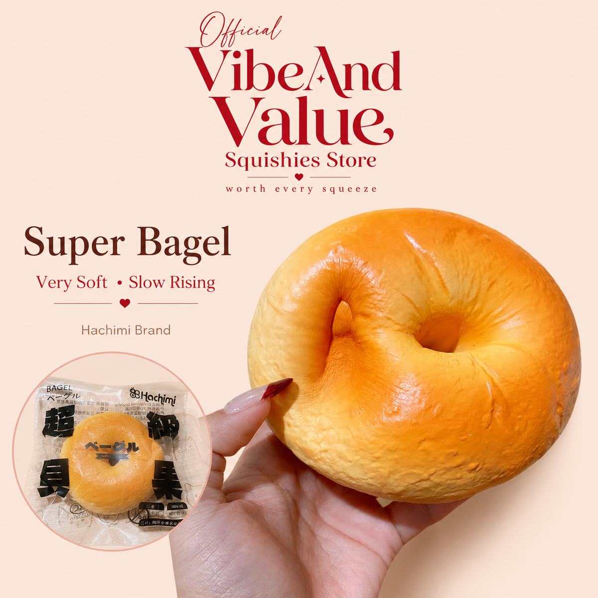 Hachimi Super Bagel Squishy | Very Soft & Slow-Rising | Realistic Bakery Squishy | Nice Bake Scent