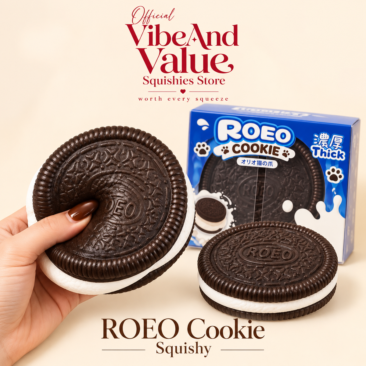 ROEO Cookie Squishy – Soft Slow Rising Chocolate Sandwich Cookie Squishy