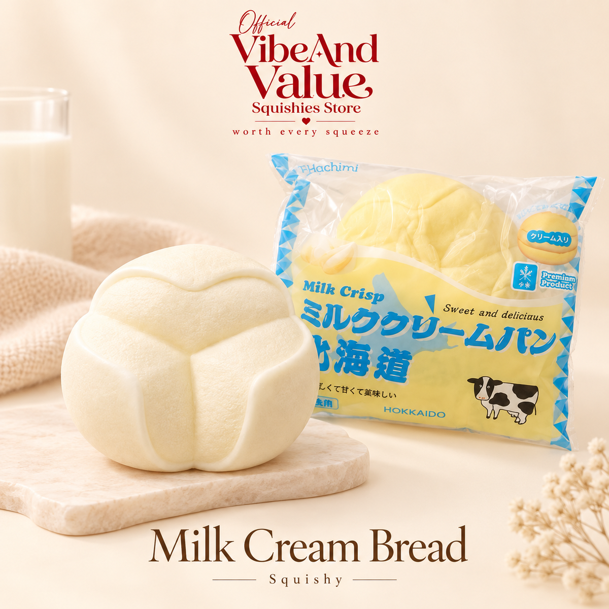 Hachimi Milk Cream Bread Squishy – Soft Slow Rising Hokkaido Milk Bread Squishy