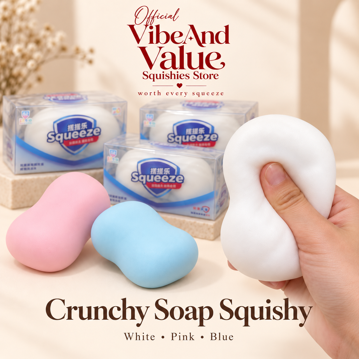 Crunchy Soap Squishy | Soft Outside, Crunchy Inside | Clay & Beads Filling