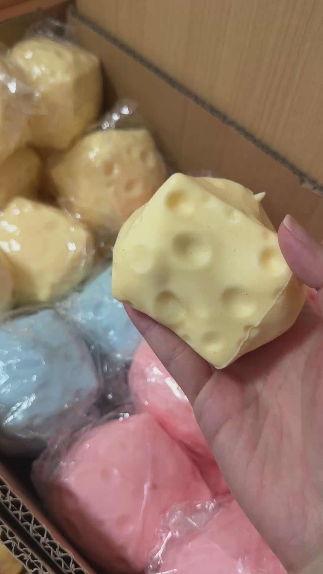 Crunchy Cheese Squishy – Soft Outside Crunchy Inside Sensory Squishy | 3 Colours